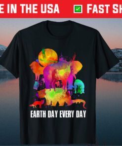 Earth Day Every Day Watercolor Animals Lovers Earth Day 2021 T-Shirt