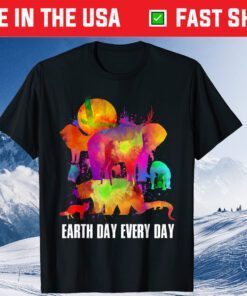 Earth Day Every Day Watercolor Animals Lovers Earth Day 2021 T-Shirt