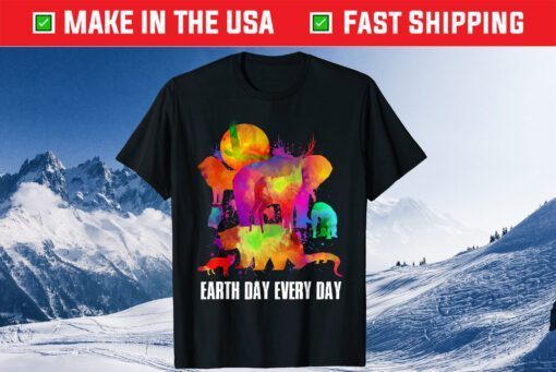 Earth Day Every Day Watercolor Animals Lovers Earth Day 2021 T-Shirt