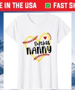 Heart Nanny Love Softball Mothers Day Nanny Softball Classic T-Shirt