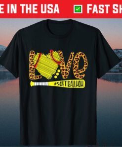 Love Softball Mom Leopard Print Baseball Lover Mother's Day Us 2021 T-Shirt