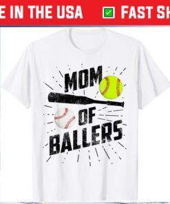 Mom Of Ballers Funny Baseball Softball Game Mothers Day Classic Shirt