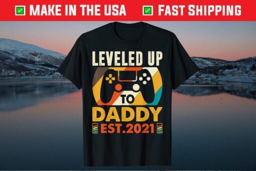 Promoted To Daddy EST 2021 Vintage Leveled Up To Dad T-Shirt