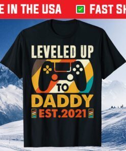 Promoted To Daddy EST 2021 Vintage Leveled Up To Dad T-Shirt