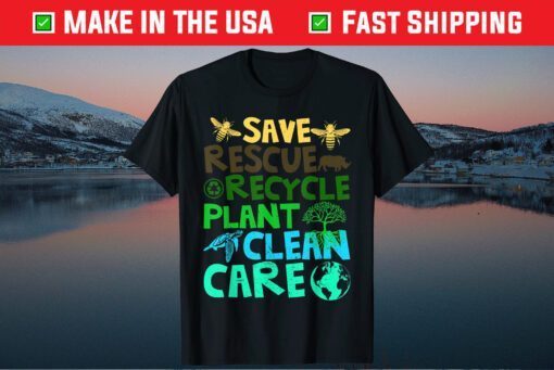 Save Bees Rescue Animals Recycle Plastict Earth Day Gift T-Shirt