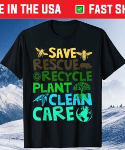 Save Bees Rescue Animals Recycle Plastict Earth Day Gift T-Shirt