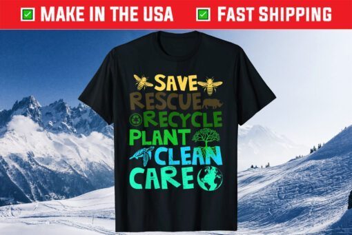 Save Bees Rescue Animals Recycle Plastict Earth Day Gift T-Shirt