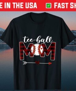 Tee-Ball Mom Buffalo Plaid Mother's Day T-Shirt
