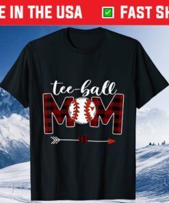 Tee-Ball Mom Buffalo Plaid Mother's Day T-Shirt