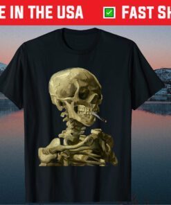 Vincent Van Gogh Skull With Cigarette Skeleton T-Shirt
