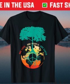World Peace Tree Love People Earth Day 60s 70s Hippie Retro Classic T-Shirt