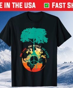 World Peace Tree Love People Earth Day 60s 70s Hippie Retro Classic T-Shirt