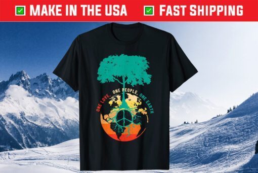 World Peace Tree Love People Earth Day 60s 70s Hippie Retro Classic T-Shirt