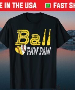 Baseball Softball Ball Heart Paw Paw Father's Day Gift T-Shirt