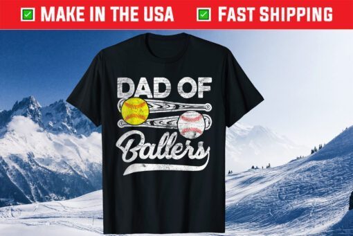 Dad of Ballers Fathers Day Gifts Baseball Softball Dad Coach Classic T-Shirt