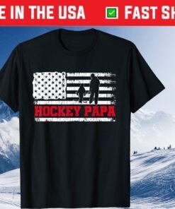 Hockey Papa American Flag Fathers Day Grandpa Classic T-Shirt