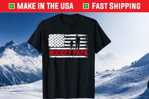 Hockey Papa American Flag Fathers Day Grandpa Classic T-Shirt