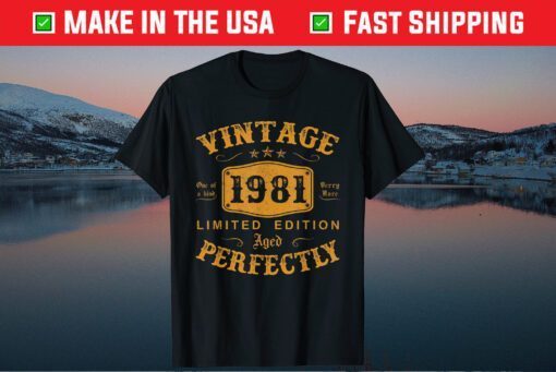 40 Year Old Birthday Made In 1981 Vintage 1981 40th Birthday Us 2021 T-Shirt