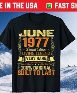 44th Birthday Born In June 1977 Vintage Retro 44 Years Old Gift T-Shirt