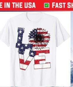 4th Of July Love Sunflower Patriotic American Flag Classic T-Shirt