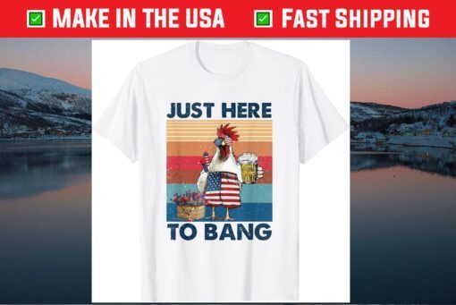 4th of July Just Here To Bang USA Flag Chicken Beer Gift T-Shirt