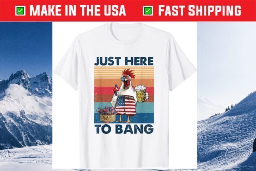 4th of July Just Here To Bang USA Flag Chicken Beer Gift T-Shirt