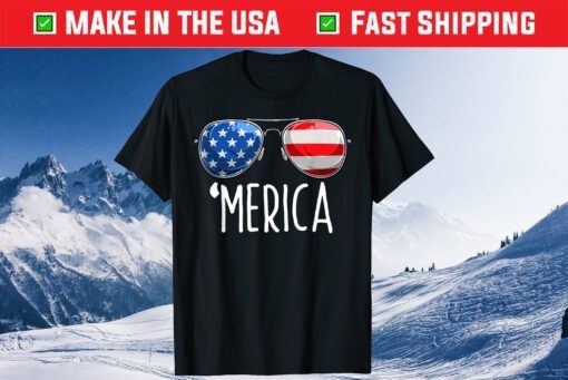 4th of July MERICA Sunglasses All America USA Flag Classic T-Shirt