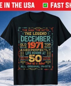 50 Years Old Vintage 1971 Man Myth Legend 50th Classic T-Shirt