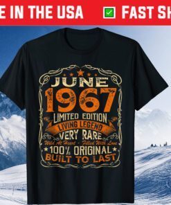 54 Year Old Vintage June 1967 Distressed 54th Birthday T-Shirt