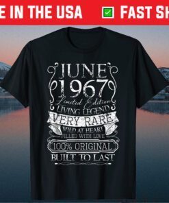 54th Birthday Decorations June 1967 54 Years Old Us 2021 T-Shirt