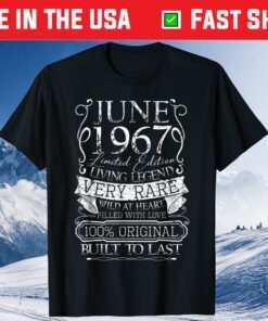 54th Birthday Decorations June 1967 54 Years Old Us 2021 T-Shirt