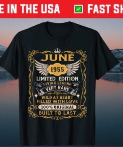 66th Birthday 66 Year Old June 1955 Us 2021 T-Shirt