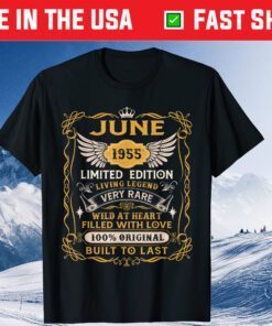 66th Birthday 66 Year Old June 1955 Us 2021 T-Shirt