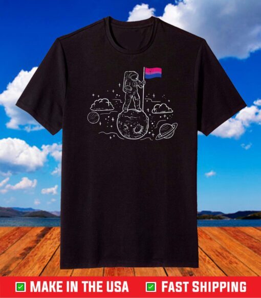 Astronaut Moon Bisexual Flag Space LGBTQ Gay Pride Ally Bi T-Shirt