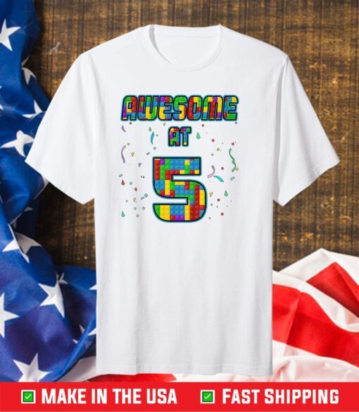 Awesome At 5 Awesome Since 2016 5th Birthday 5 Years Old Gift T-Shirt