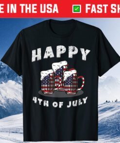 Beer American Flag 4th of July Merica USA Classic T-Shirt