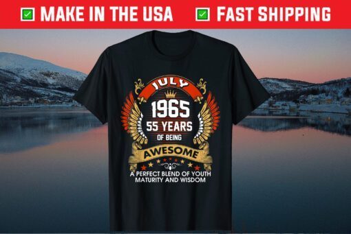 Born In JULY 1965 55 Years Of Being Awesome Birthday Classic T-Shirt