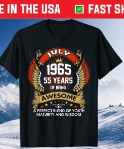 Born In JULY 1965 55 Years Of Being Awesome Birthday Classic T-Shirt