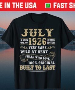 Born In July 1926 Vintage 95th Birthday 95 Years Old Classic T-Shirt