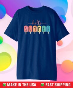 Hello Summer Vacation Ice Cream Popsicle Ice Lolly Gift T-Shirt