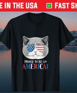 Independence day 4th July American Flag Cat USA Classic T-Shirt