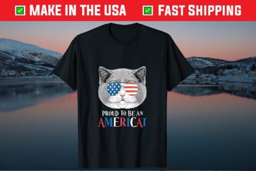 Independence day 4th July American Flag Cat USA Classic T-Shirt