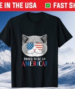 Independence day 4th July American Flag Cat USA Classic T-Shirt