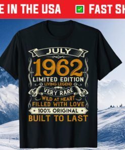 July 1962 Shirt 58 Years Old 58th Birthday Us 2021 T-Shirt