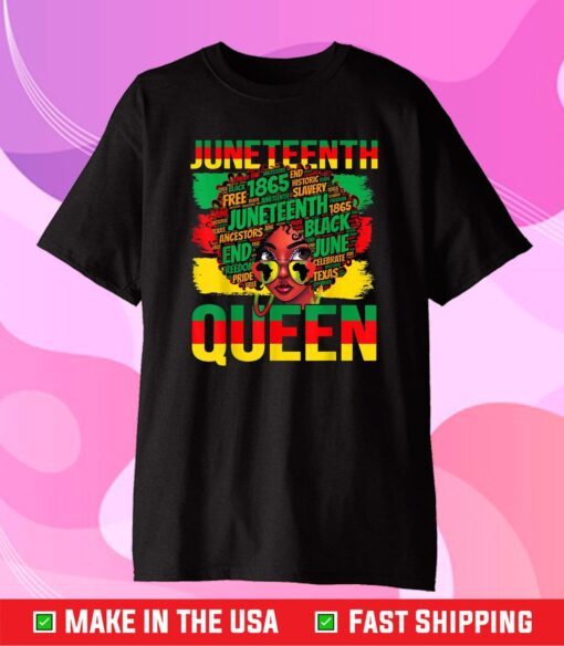 Juneteenth Queen Celebrating 1865 Afro Black History Us 2021 T-Shirt