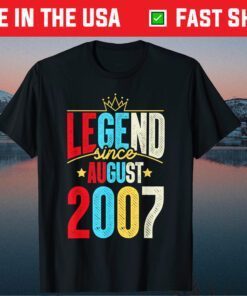 Legend Since August 2007 Birthday 14th Birthday Classic T-Shirt