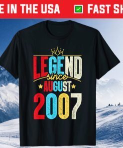 Legend Since August 2007 Birthday 14th Birthday Classic T-Shirt