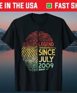 Legend Since July 2009 10th Birthday Fingerprint birthday Classic TShirt