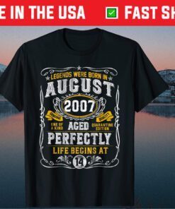 Legends Born In August 2007 14th Birthday 14 Years Old Classic T-Shirt