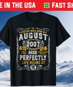 Legends Born In August 2007 14th Birthday 14 Years Old Classic T-Shirt